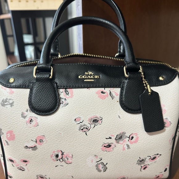 Coach Black and Pink Floral Satchel